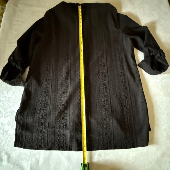 Chico’s Black Textured Button Front Blouse – Size 2 - NWT - Picture 8 of 12
